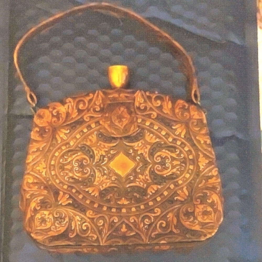 Antique1920s 🌼 Tooled Leather Tiny Bag Italy